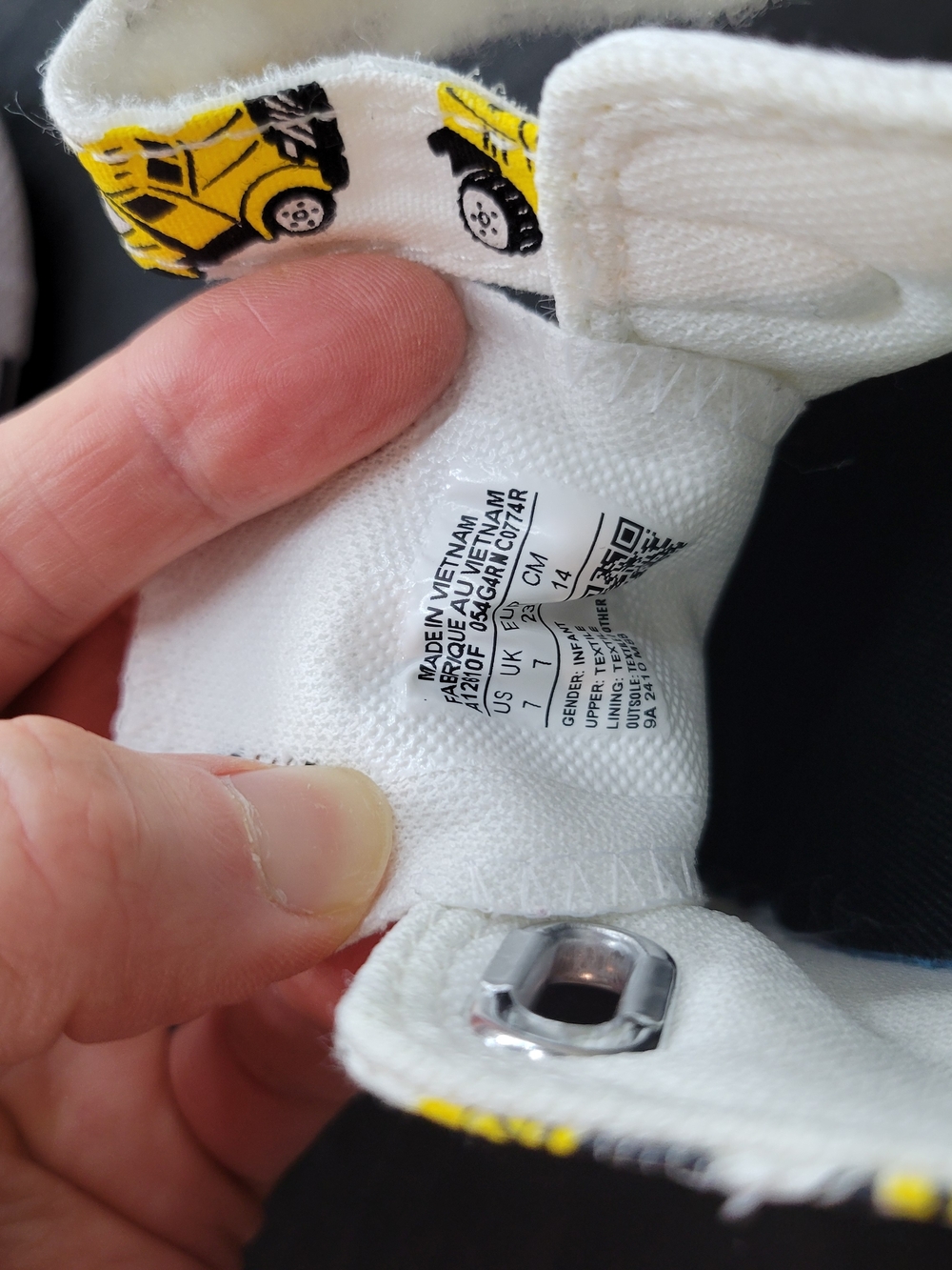 Converse White and Yellow Construction Print Toddler Sneakers - Picture 5 of 6